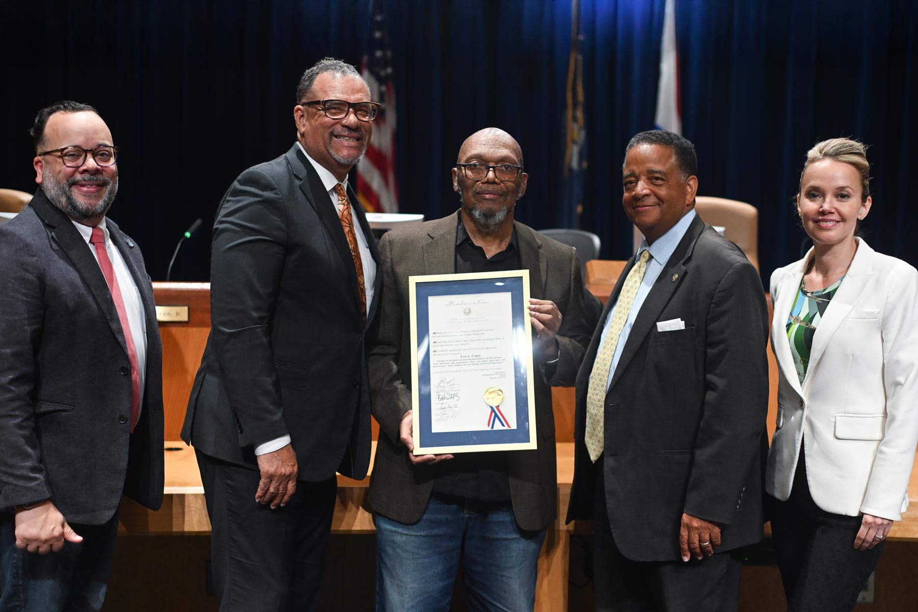 The Council recognized Mr. Eric Cager, founder and director of Cutting-Edge CE Conferences and Events. Cutting-Edge CE Conferences and Events is an organization that gathers in New Orleans every August to organize events such as the Cutting Edge Entertainment Law Seminar, New Works Artist Showcase, CE Music Business Sessions, and more. Mr. Cager is also an adjunct instructor and consultant at Delgado Community College’s Music Industry Program