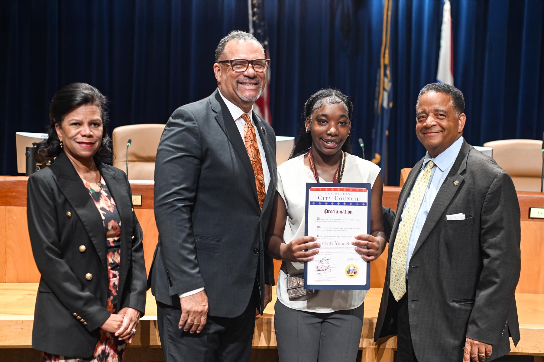 Miss Carrietta Youngblood was recognized for her active participation as a summer intern in the District D office