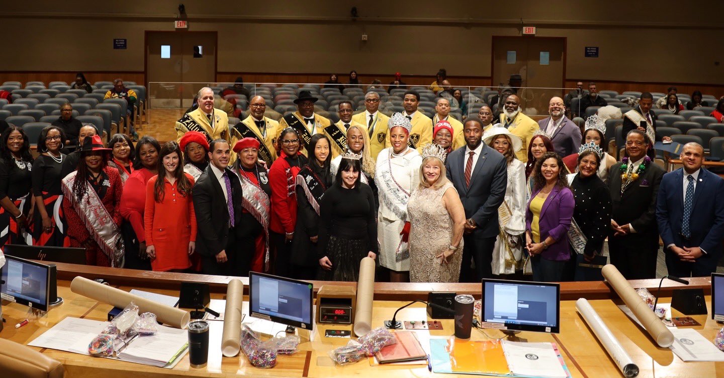 The New Orleans City Council recognized the Zulu Social Aid & Pleasure Club and its 2026 Mardi Gras Court, Mystic Krewe of Femme Fatale, and the 2026 Mardi Gras Queens for their community involvement and their reign as Crown Jewels